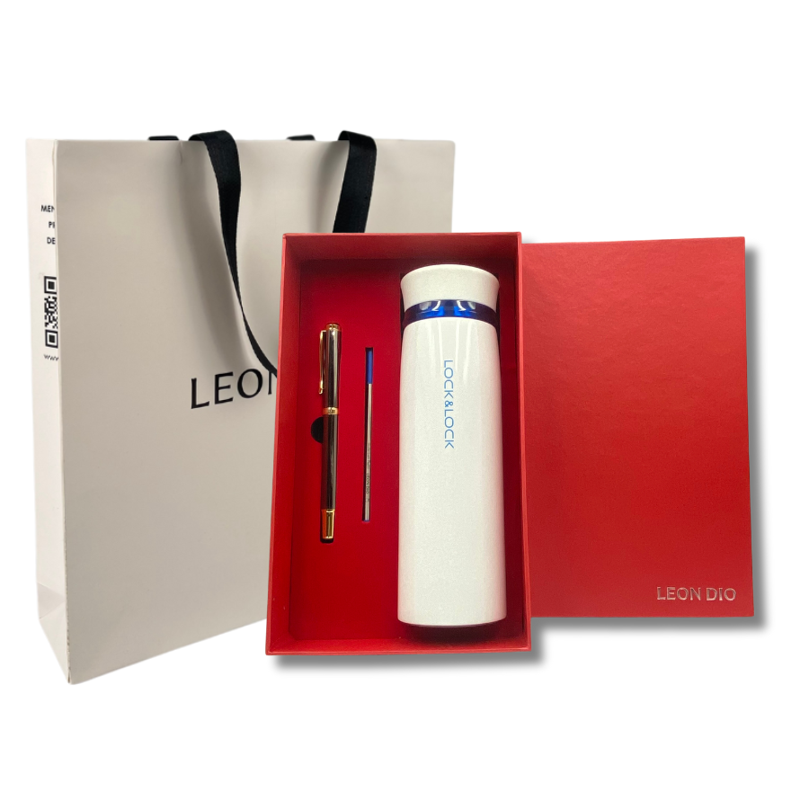 Bộ Quà Tặng Bình Chính Hãng LocknLock Feather Light Màu Trắng 450ml – Bút Ký Tên Leon Dio (Giá Liên Hệ) thumbnail 1