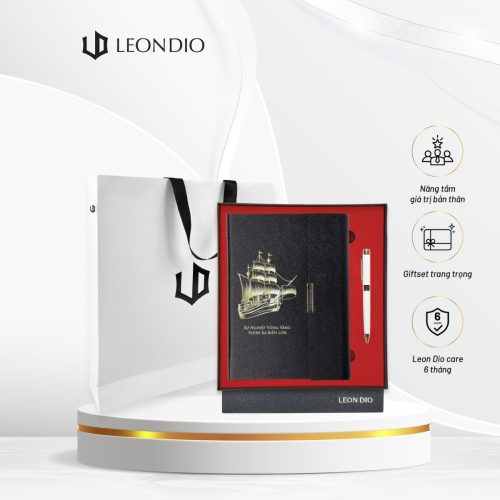 GiftSet Cao Cấp Sang Trọng Sổ Leon Dio Vươn Xa Biển Lớn - Bút Âu Lạc Mê Linh