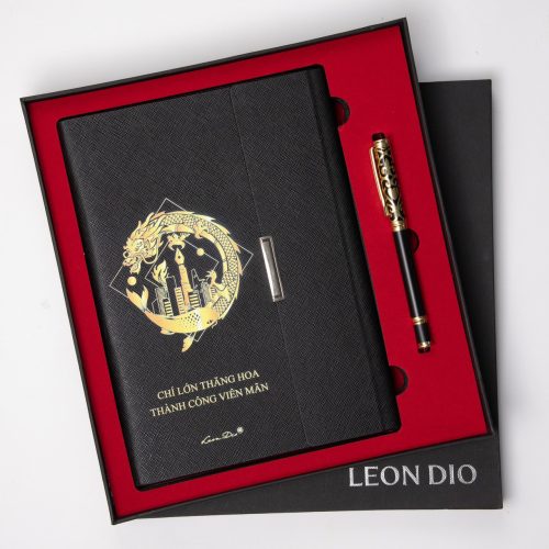 GiftSet Cao Cấp Sang Trọng Sổ Leon Dio Cá Chép Hóa Rồng - Bút Âu Lạc Nhật Nam - Hình ảnh 8