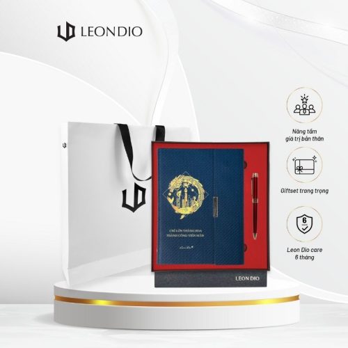 GiftSet Cao Cấp Sang Trọng Sổ Leon Dio Cá Chép Hóa Rồng - Bút Âu Lạc Nhật Nam