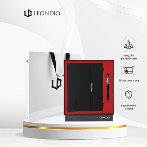 GiftSet Cao Cấp Sang Trọng Sổ Leon Dio - Bút Elite Air Platinum